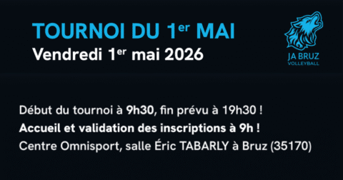 Tournoi de volleyball Vendredi 1er mai 2026 de 9h à 19h30 salle Eric Tabarly à Bruz
